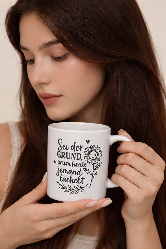 Tasse sei der Grund warum heute jemand lächelt